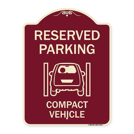 SIGNMISSION Reserved Parking Compact Vehicle Heavy-Gauge Aluminum Architectural Sign, 24" x 18", BU-1824-23137 A-DES-BU-1824-23137